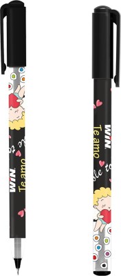 Win Te amo Ball Pens | 100 Pcs Black Ink | The Magic of Gel in a Ball Pen | 0.7mm tip for Smooth & Precision Writing | Cute & Stylish Printed Body with Angel & Heart | Te Amo bole toh Love | Perfect Writing Partner for Kids | Budget Friendly Stick Ball Pen(Pack of 100, Black)