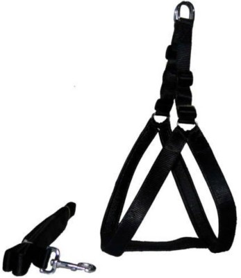 Pet Club51 Nylon Blue 1 inch Dog Harness & Leash (Chest Size : 24.5-28.5 inch) Medium Size Dog Harness & Leash(Medium, Black)