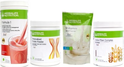 HERBALIFE Weight Loss Combo Pack F1 + protein powder +Activated fiber complex +SM Plant-Based Protein(1400 g, Formula 1 -STRAWBERRY)