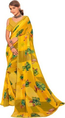 mithila emporium Printed Bollywood Georgette Saree(Yellow)