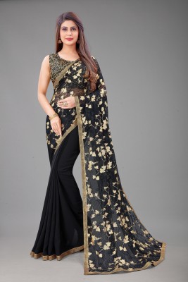 Arvika Embroidered Bollywood Georgette Saree(Black)