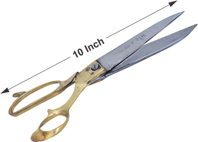 FitFlex STEEL TAILORING SCISSOR WITH BRASS FINISH HANDLE FOR CLOTH CUTTING ( 10 INCHES ) Scissors(Set of 1, Gold, Black)