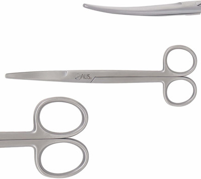 alis Mayo Scissors 410 Stainless Steel CE Quality 6.5 Inch/(CURVED SET OF 1) Scissors(Set of 1, Silver)