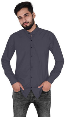 MBF66 Men Solid Casual Grey Shirt