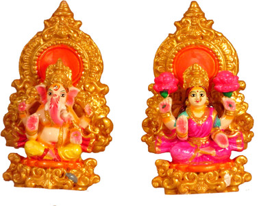 SUNINOW Terracotta Laxmi Ganesh murti / Clay laxmi ganesh idol Decorative Showpiece  -  18 cm(Terracotta, Multicolor)