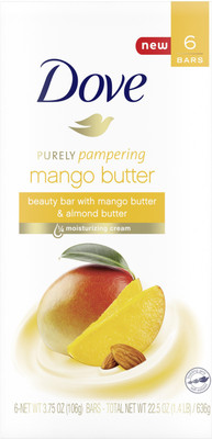 DOVE PURELY PAMPERING MANGO BUTTER BEAUTY BAR SOAP 106 GM PACK OF 6(6 x 106 g)
