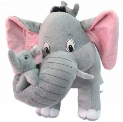 FUN2PLAY Elephant with Baby Plush Soft Toy for Kids elephant toys - 40 cm (Grey)  - 40 cm(Grey)