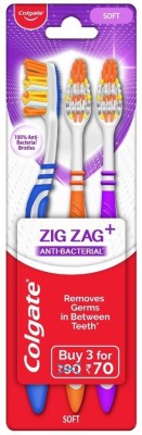 Colgate ZigZag Antibacterial Soft Toothbrush(3 Toothbrushes)