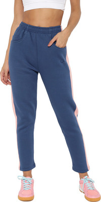 CHKOKKO Solid Women Blue Track Pants