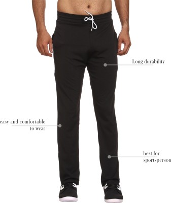 RKM STORE Solid Men Black Track Pants