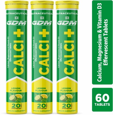 gdm nutraceuticals llp CALCI + (CALCIUM, MAGNESIUM & VITAMIN D3) - 20 TABLETS – LEMON FLAVOUR(3 x 20 Tablets)