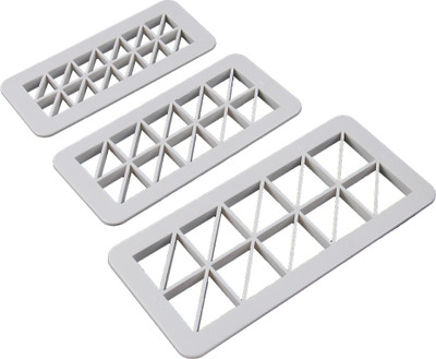 Finedecor Crossed Square Cookie Cutter Set / Fondant Embosser & Cutter - Geometric Cutter Set Half Square Shape, FD 3366 Cookie Cutter(Pack of 3)
