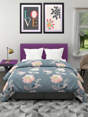 STEVE Floral Single Comforter for  Mild Winter(Microfiber, Grey)