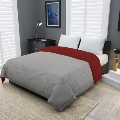 STEVE Solid Single Comforter for  Mild Winter(Microfiber, Maroon, Grey)