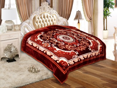 Signature Printed Double Mink Blanket for  Heavy Winter(Polyester, Maroon)