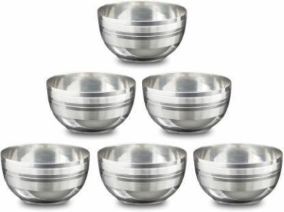 BAITHAK Steel Mixing Bowl(Pack of 6, Silver)