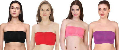 BRATON Women Bandeau/Tube Non Padded Bra(Black, Pink, Red, Purple)