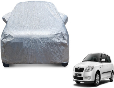 MOCKHE Car Cover For Skoda Fabia (With Mirror Pockets)(Silver)