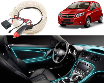 Selifaur DL_L52 Ice Blue 5 Meter EL Wire Car Interior Light Ambient Neon Light with Adapter Car Dashboard Light for Sail Hatchback Car Fancy Lights(Blue)