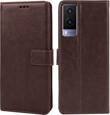 MG Star Flip Cover for vivo V21e 5G PU Leather Vintage Case with Card Holder and Magnetic Stand(Brown, Shock Proof, Pack of: 1)