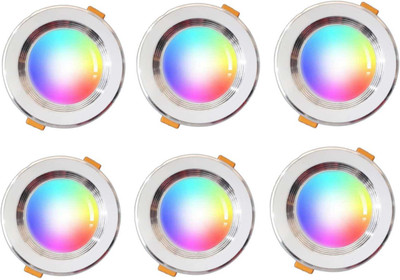 M.v.l lights 9W 3-in-1 Led celling Down Light Red Blue Pink Pack of 6 Recessed Ceiling Light Ceiling Lamp(Multicolor)