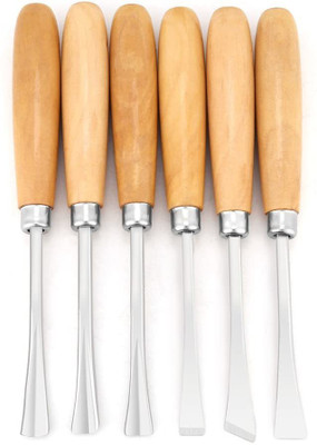 Gadariya King Professional Woodworking Chisel Tool Sets with Premium Stainless Steel Blades, Woodworking Carving Tools with Different Carving Heads & Ergonomic Wood Handles Combination Chisel Set(Pack of 6)