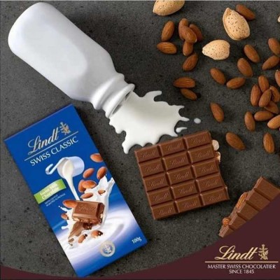 LINDT Swiss Classic Milk Chocolate With Gently Roasted Almonds (IMPORTED FROM SWISS) Bars(100 g)