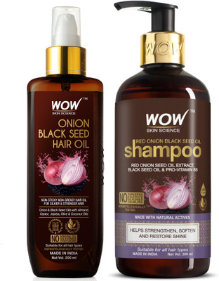 WOW SKIN SCIENCE Red Onion Black Seed Oil Ultimate Hair Care Kit (Shampoo + Hair Oil) (2 Items in the set)(2 Items in the set)