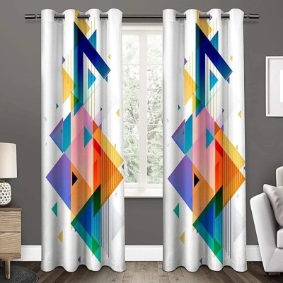 Tample Fab 214 cm (7 ft) Polyester Room Darkening Door Curtain (Pack Of 2)(Geometric, Multicolor)