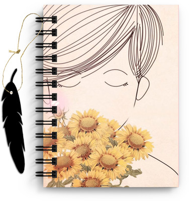 DI-KRAFT Boy With Flower Printed Diary with Bookmark for Home and office use (6*8Inch) A5 Diary Unruled 160 Pages(Multicolor)