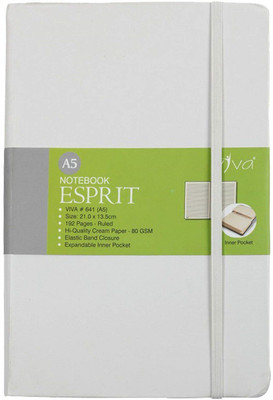 Viva Global Esprit with Elastic Band Closure and Expandable Inner Pocket A5 Notebook Ruled 192 Pages(White)