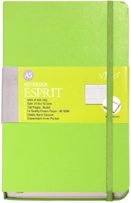 Viva Global Esprit with Elastic Band Closure and Expandable Inner Pocket A5 Notebook Ruled 192 Pages(Green)