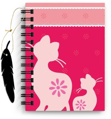 DI-KRAFT Cat Printed Diary with Bookmark for Home and office use (6*8Inch) A5 Diary Unruled 160 Pages(Multicolor)