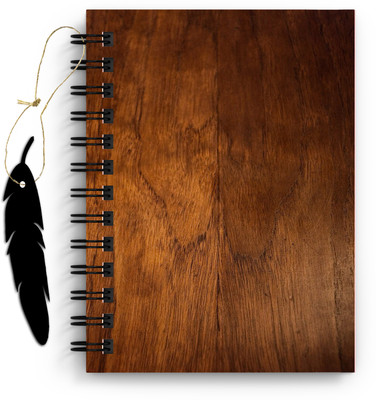 DI-KRAFT Wooden Printed Diary with Bookmark for Home and office use (6*8Inch) A5 Diary Unruled 160 Pages(Multicolor)