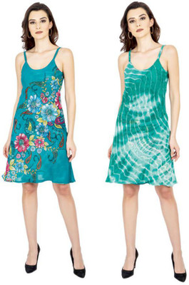 TSM Women A-line Green Above Knee/Mid Thigh Length Dress