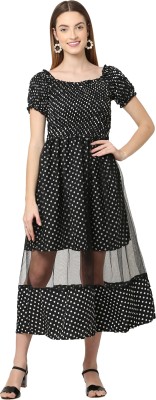 MEETNEX Women Fit and Flare Black Dress