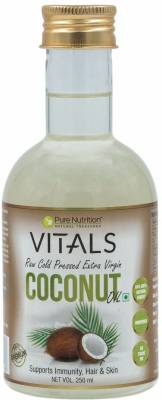 Pure Nutrition VITAL Raw Cold Pressed Extra Virgin Coconut Oil for Immunity, Hair & Skin Coconut Oil Glass Bottle