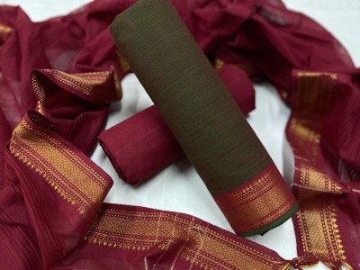 SILKORA Cotton Blend Self Design Salwar Suit Material