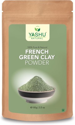 Yashu Pure & Natural FRENCH GREEN CLAY Face Pack Powder for Skin Detoxification | Pore Cleansing | Acne Care | Flawless Skin(100 g)