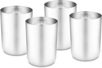 BAITHAK (Pack of 4) CE-04 Glass Set Water/Juice Glass(250 ml, Steel, Silver)