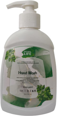 Natural Life 72hrs Deep hydration Gentle Hand Wash made with hydra boost technology, Deep Cleansing & Super Moisturization - Basil Mint Hand Wash Pump Dispenser(250 ml)