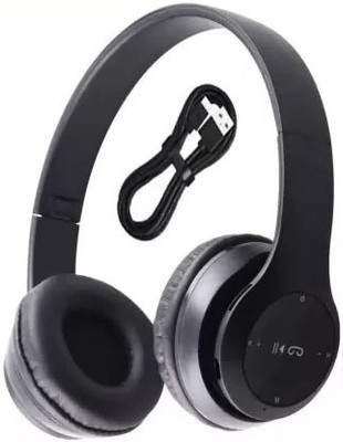 Wanzhow Portable Sports Headphone with Microphone Bluetooth Headset Bluetooth(Black, On the Ear)