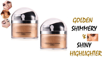 tanvi27 ILLUMINATOR SHIMMERY SHINY GLOW FACE MAKEUP POWDERY HIGHLIGHTER FOR ALL TYPE SKIN TONE COMBO Highlighter(GOLD)