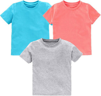 Kavee Boys Printed Pure Cotton Regular T Shirt(Pink, Pack of 3)