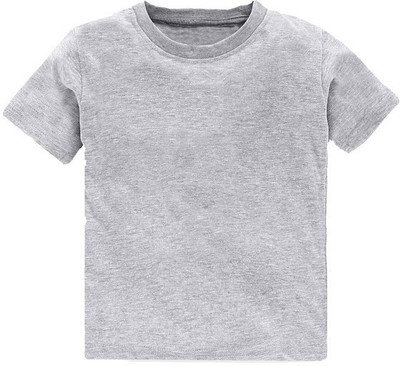 Kavee Boys Solid Pure Cotton Regular T Shirt(Grey, Pack of 1)