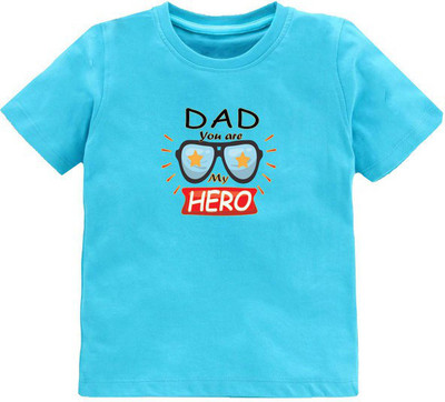 Kavee Baby Boys Typography, Printed Pure Cotton Regular T Shirt(Blue, Pack of 1)