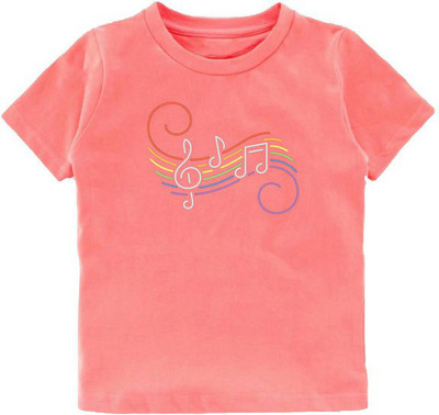 Kavee Baby Boys Printed Pure Cotton Regular T Shirt(Pink, Pack of 1)