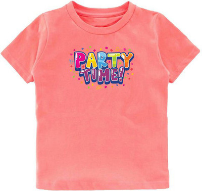 Kavee Boys Printed Pure Cotton Regular T Shirt(Pink, Pack of 1)
