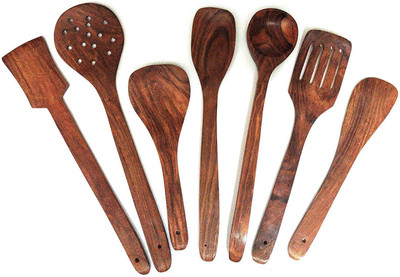 LyqArt Wooden Non Stick Cooking Spoon and Spatula Set | ladle for Cooking | Utensils Cooking Set | Kitchen Cookware Tool Utensils | Serving Spoons | Spatula Combo | Kitchen Tool set Kitchen Tool Set(Brown, Cooking Spoon, Spatula, Ladle)