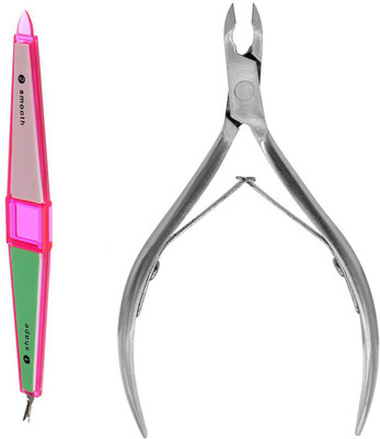 Ghelonadi 4 in 1 Nail Buffer Combined with Cuticle Cutter Manicure Pedicure Nail File Tool for Women and Girls (Pack of 2)(Set of 2)